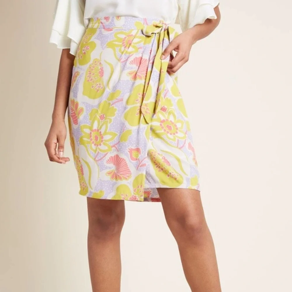 Modcloth Whole 'Lotta Loveliness Tropical Wrap Skirt Size S - Picture 1 of 11